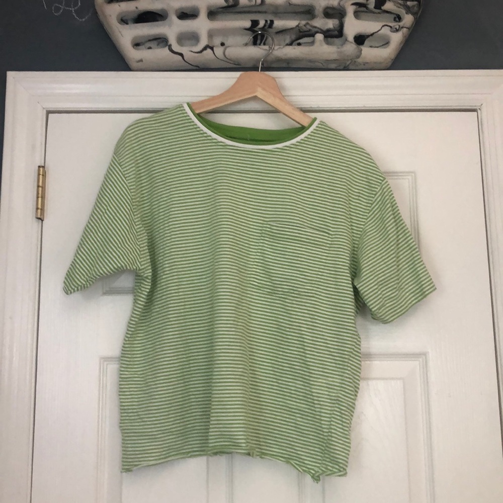 Vintage Green Stripe Polo Tee